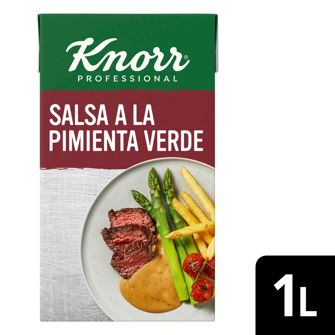 Knorr Salsa Líquida Pimienta Verde lista para usar brik 1L - Las Salsas Líquidas Knorr te aseguran empezar cada servicio con salsas perfectas.
